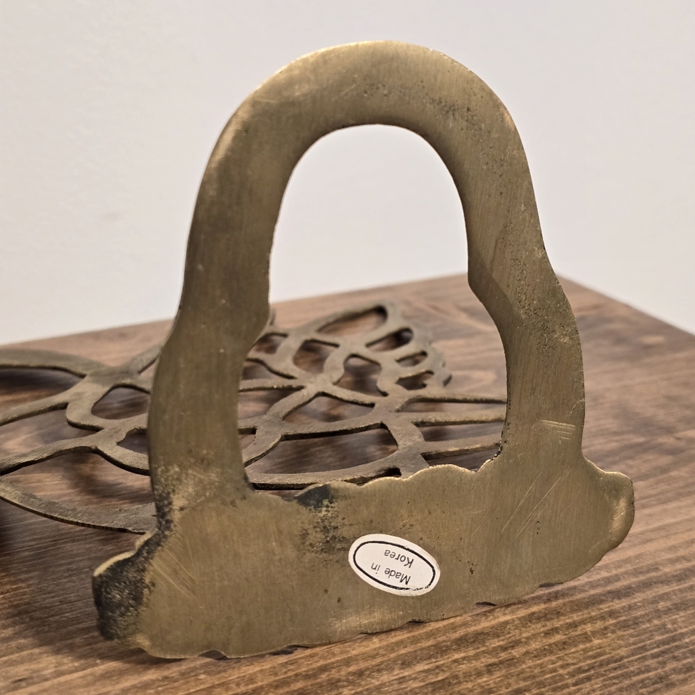🤩Host Pick❤️Vintage Brass Swan Cut-Out Book Ends Made In Korea - Picture 12 of 13